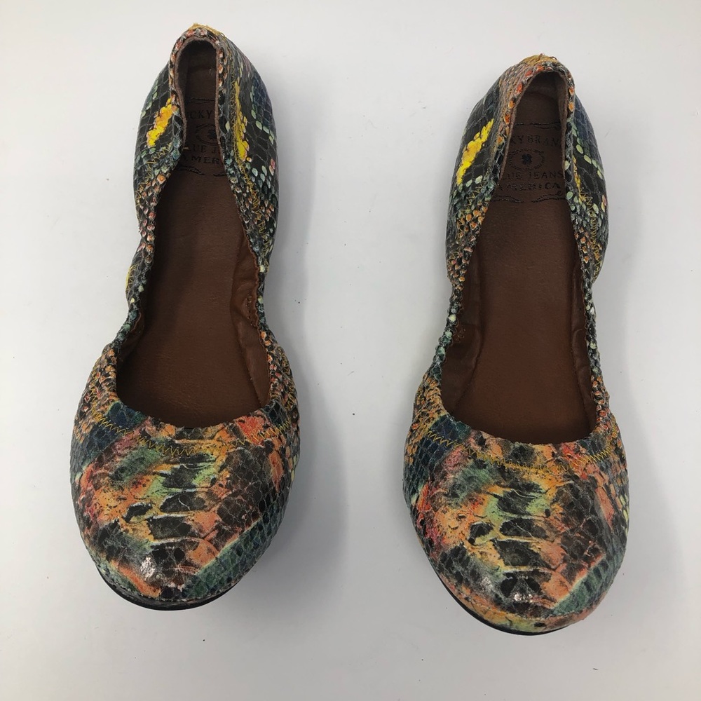 Lucky Brand Python Multi Color Print Flat Size 7.5 - image 1